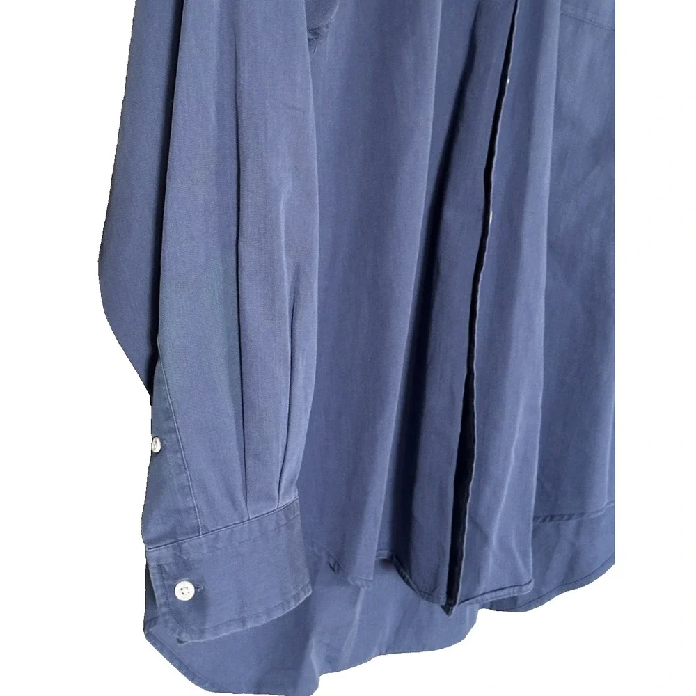 VTG 90s Ralph Lauren The Big Shirt Mens LT Blue Polo Pocket Pony Button Up XL